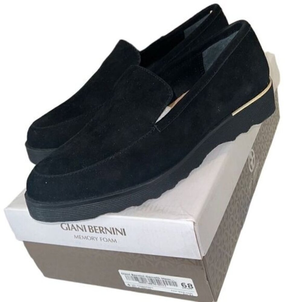 Giani Bernini Garreth Black Suede Leather Memory Foam Loafers Size 8.5 NIB